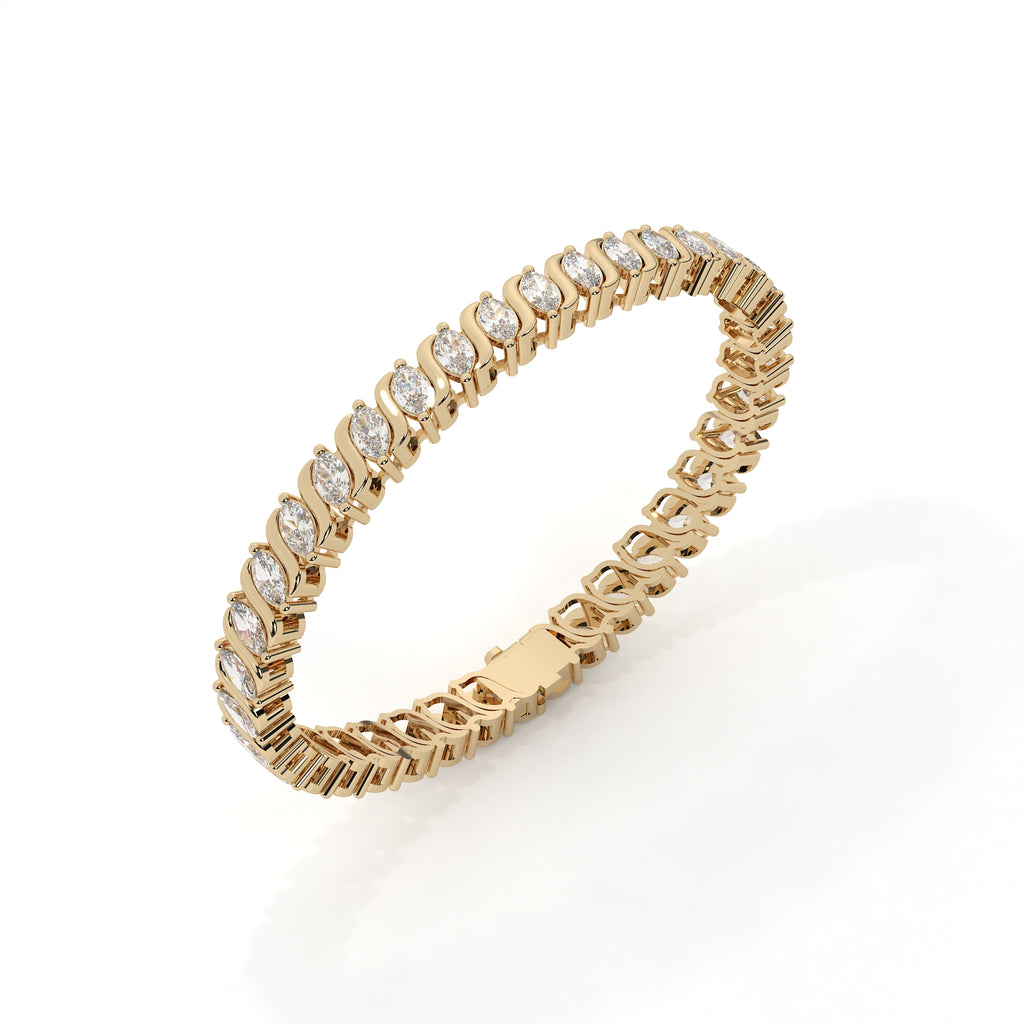 4.73 Carat Marquise Cut Lab Created Diamond Tennis Bracelet