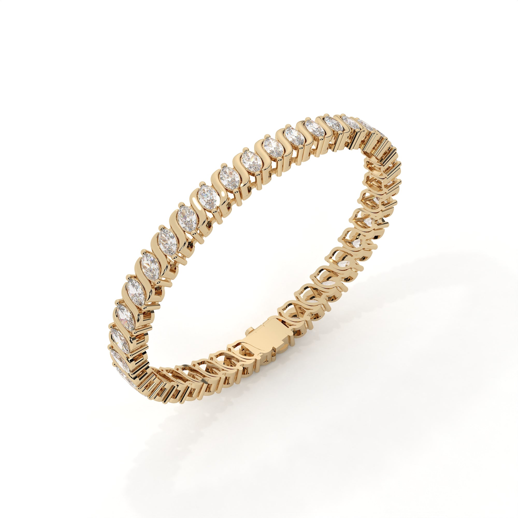 4.73 Carat Marquise Cut Lab Created Diamond Tennis Bracelet