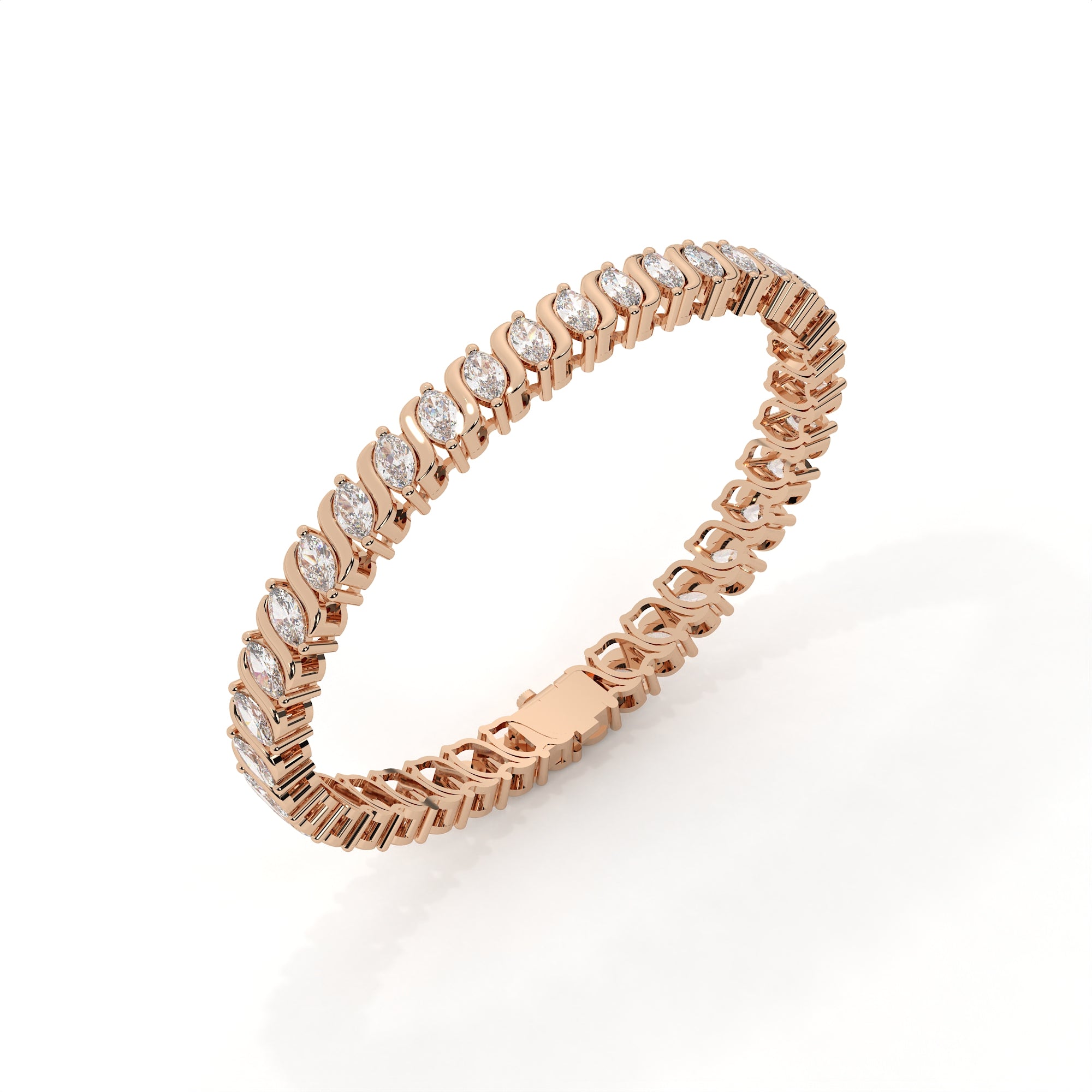 4.73 Carat Marquise Cut Lab Created Diamond Tennis Bracelet