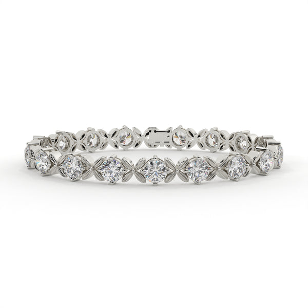 Round Diamond Bracelet With Floral Design