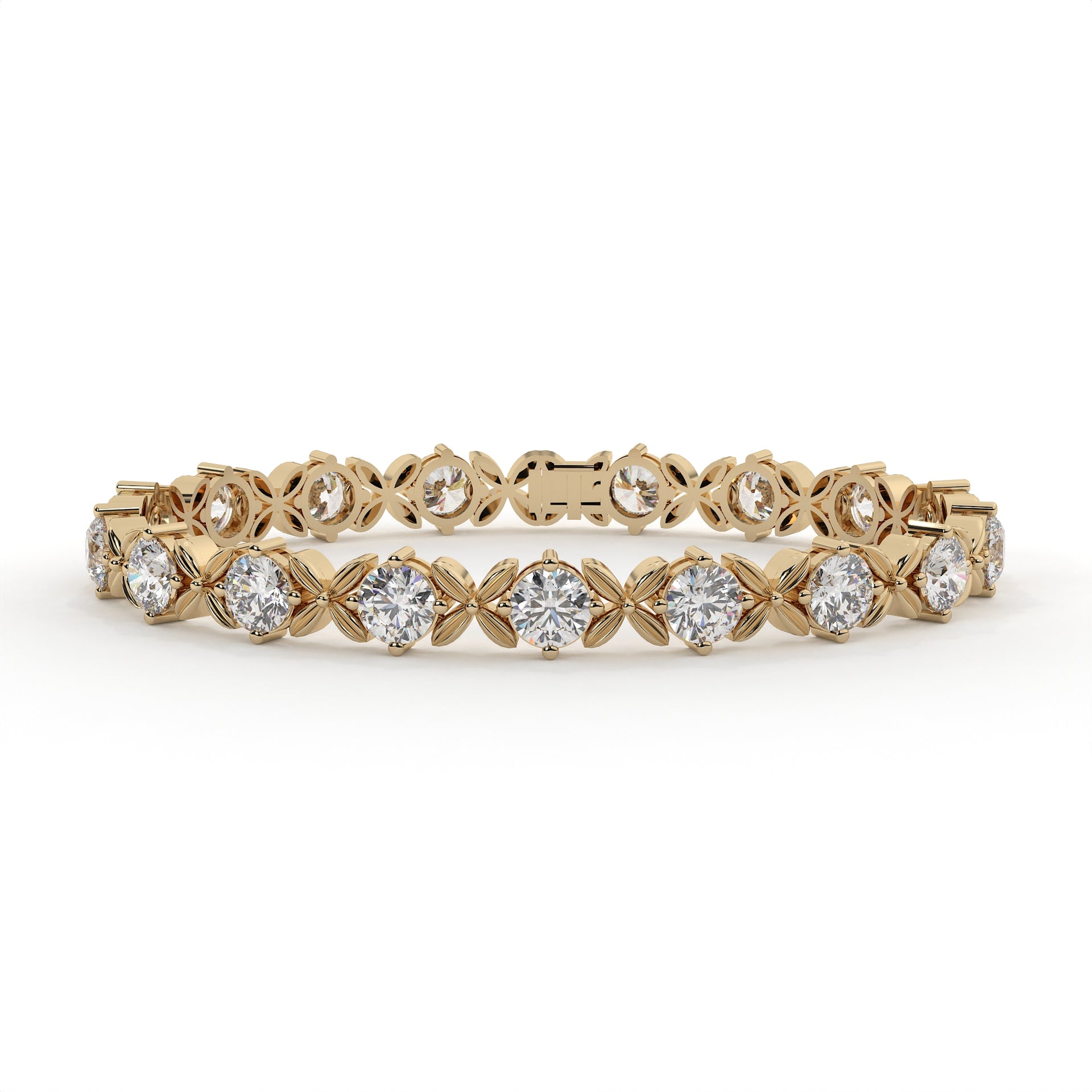 Round Diamond Bracelet With Floral Design