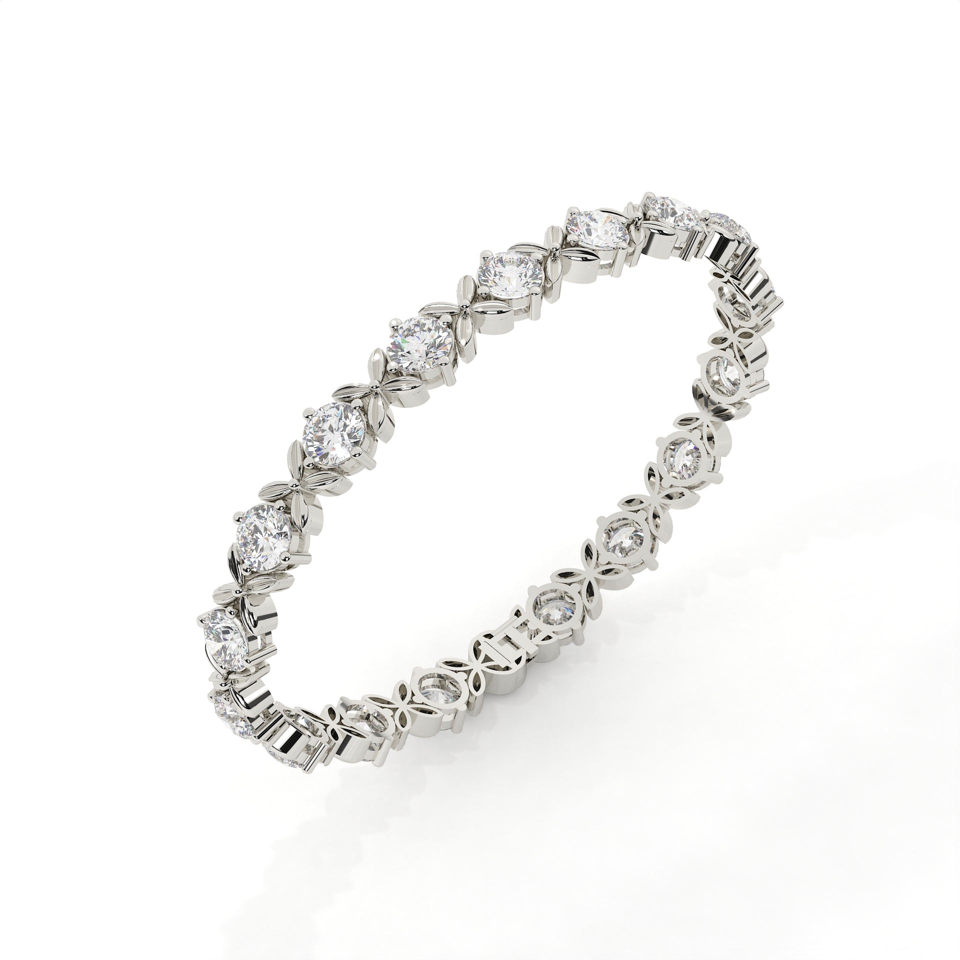 Round Diamond Bracelet With Floral Design