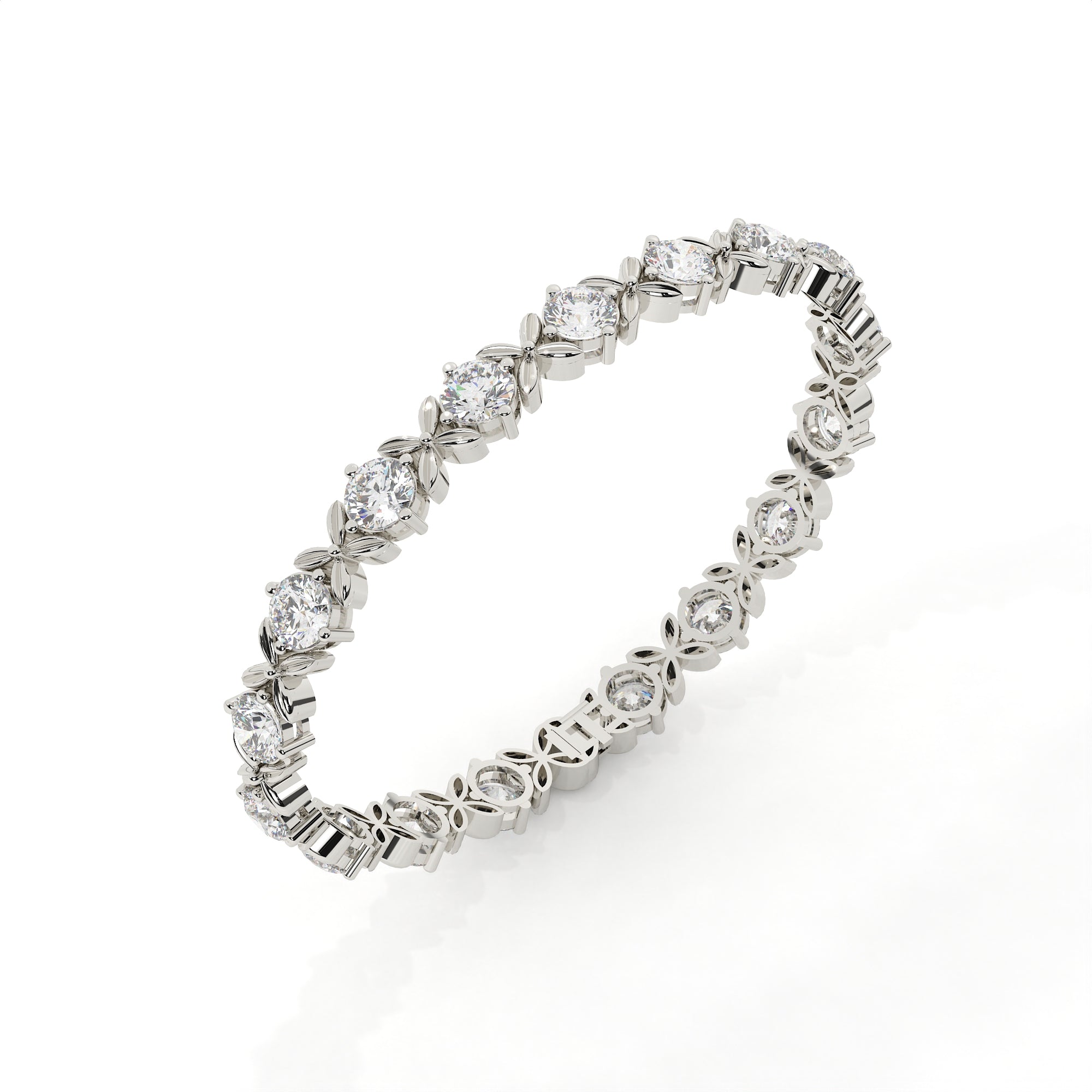 15.11 Carat Round Diamond Bracelet With Floral Design