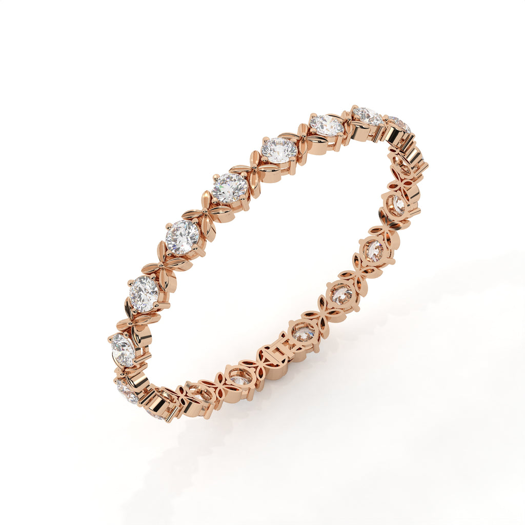 15.11 Carat Round Diamond Bracelet With Floral Design