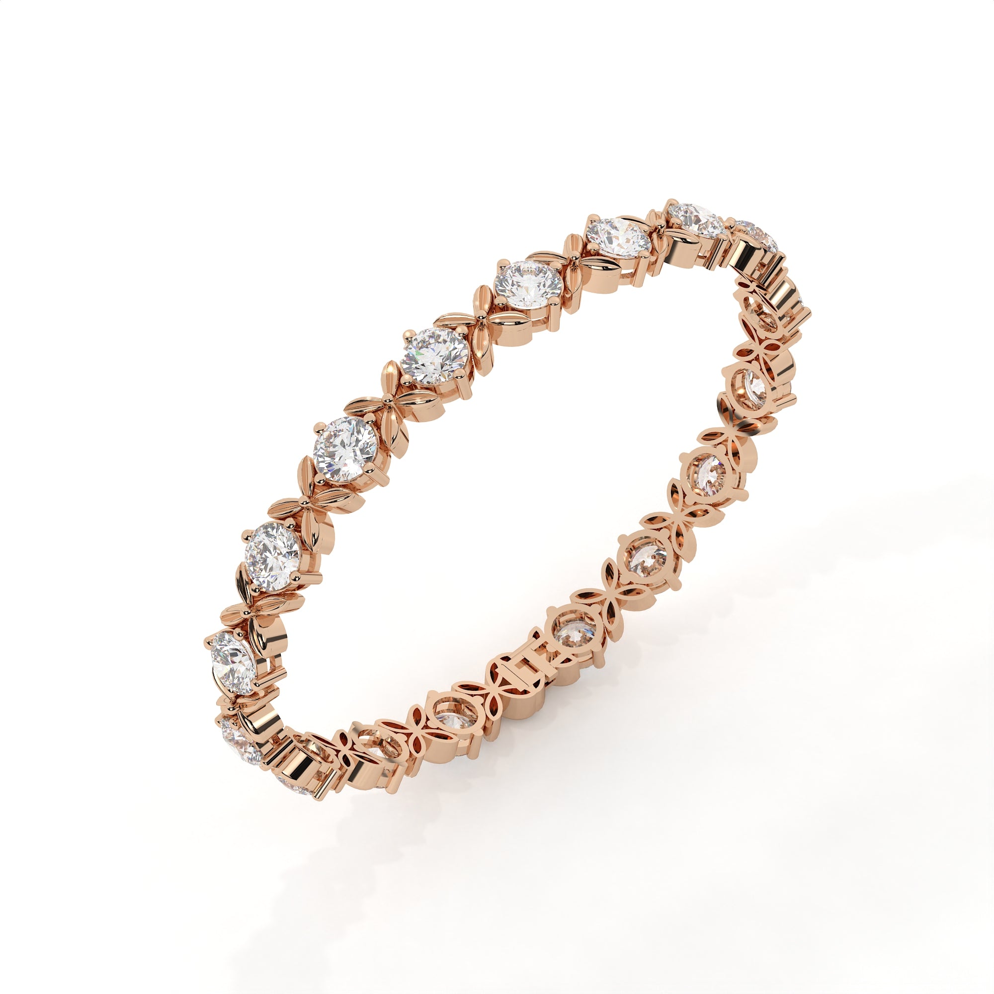 15.11 Carat Round Diamond Bracelet With Floral Design