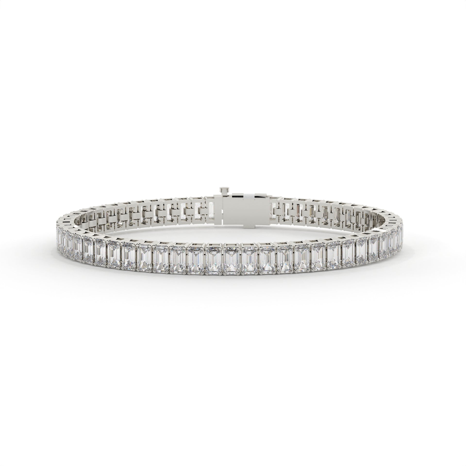 Unique Emerald Cut Diamond Tennis Bracelet