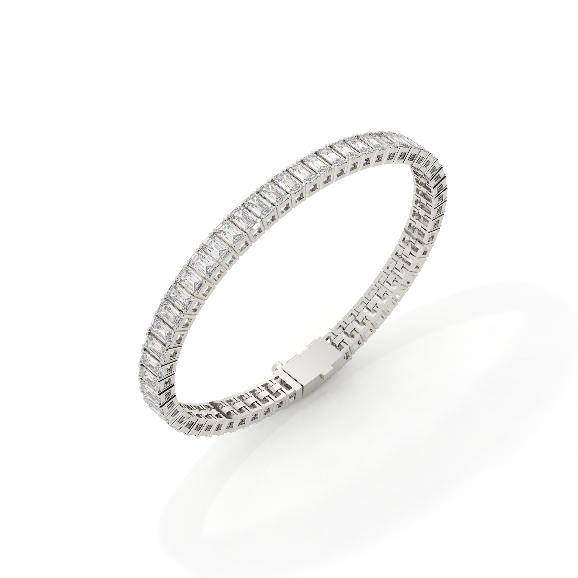7.54 Carat Lab Grown Emerald Cut Diamond Tennis Bracelet