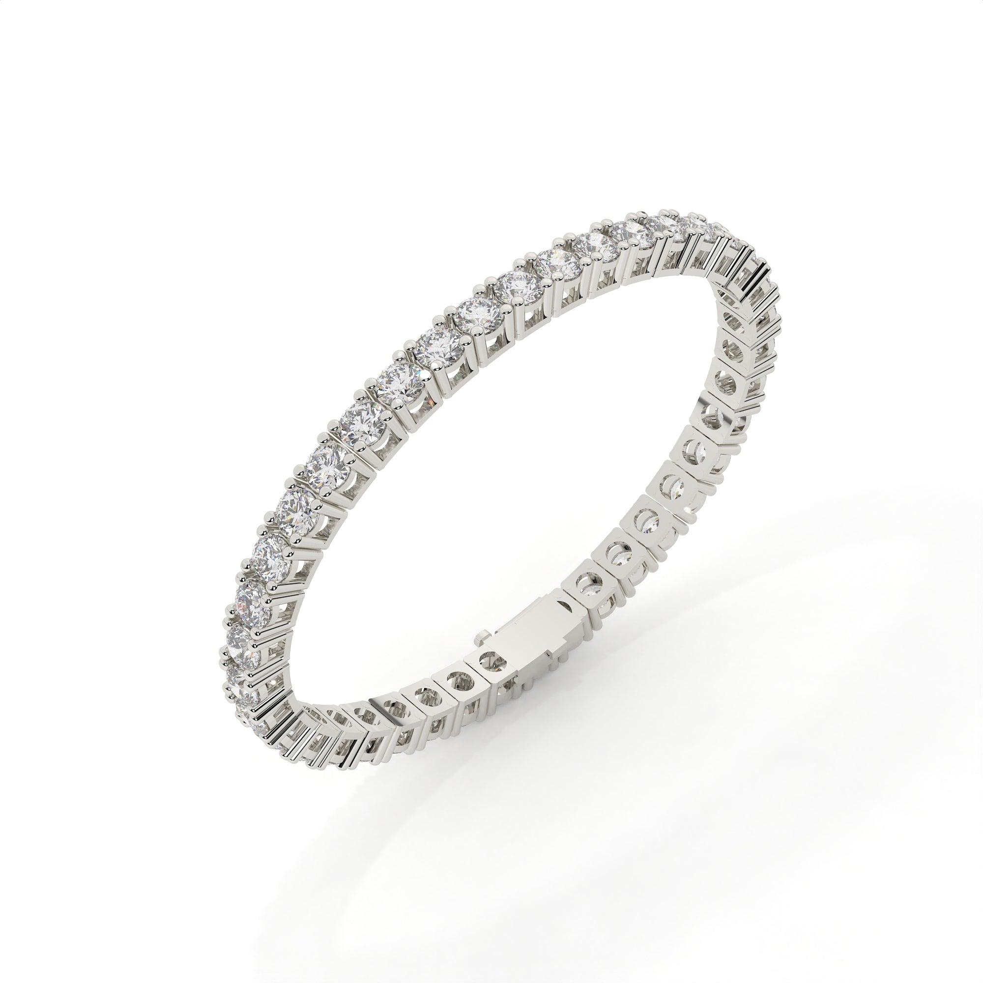 3.31 Carat Modern Round Cut Lab Grown Diamond Tennis Bracelet