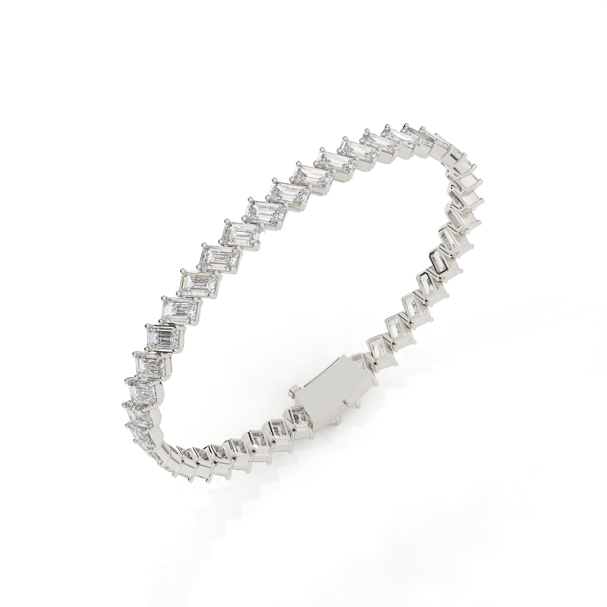 13.74 Carat Classic Emerald Cut Diamond Tennis Bracelet