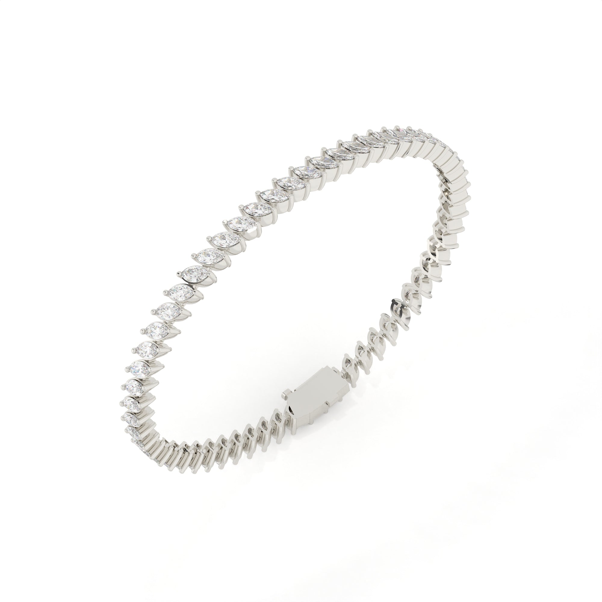 4.14 Carat Marquise Shape Lab Diamond Tennis Bracelet