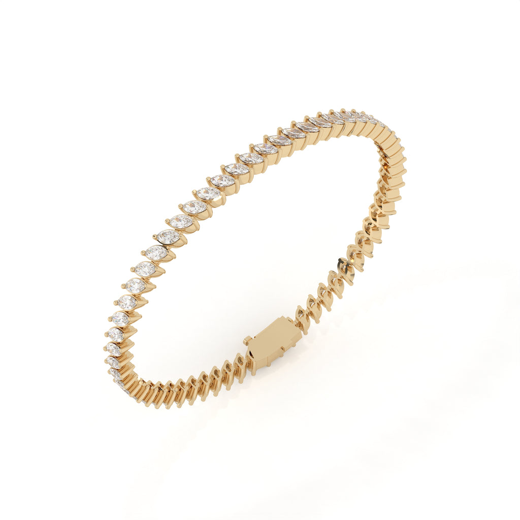 4.14 Carat Marquise Shape Lab Diamond Tennis Bracelet