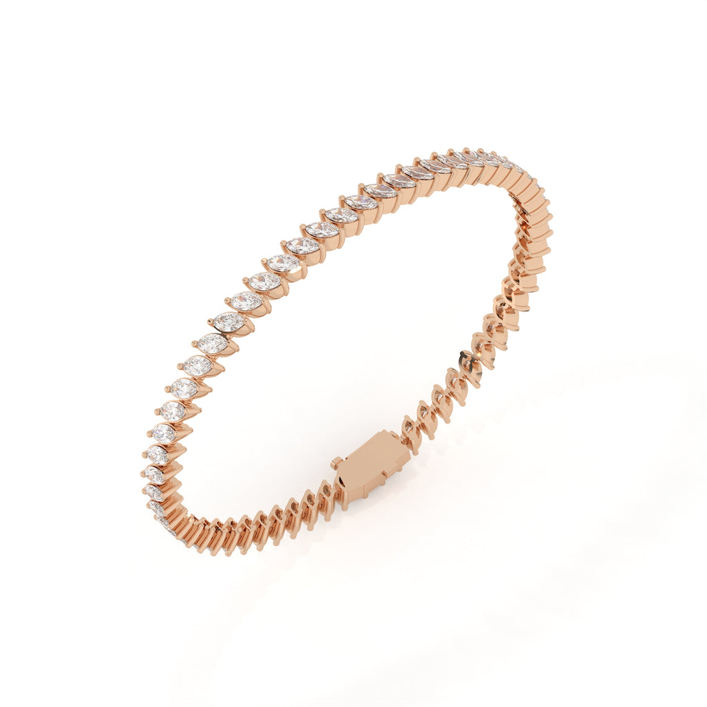 4.14 Carat Marquise Shape Lab Diamond Tennis Bracelet