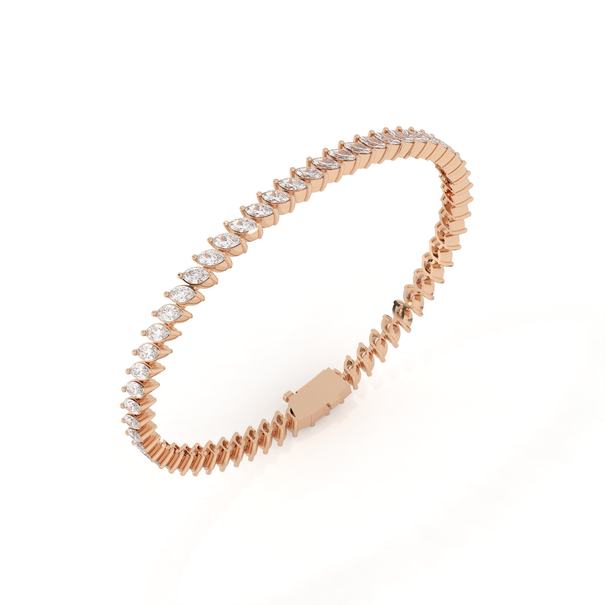 4.14 Carat Marquise Shape Lab Diamond Tennis Bracelet