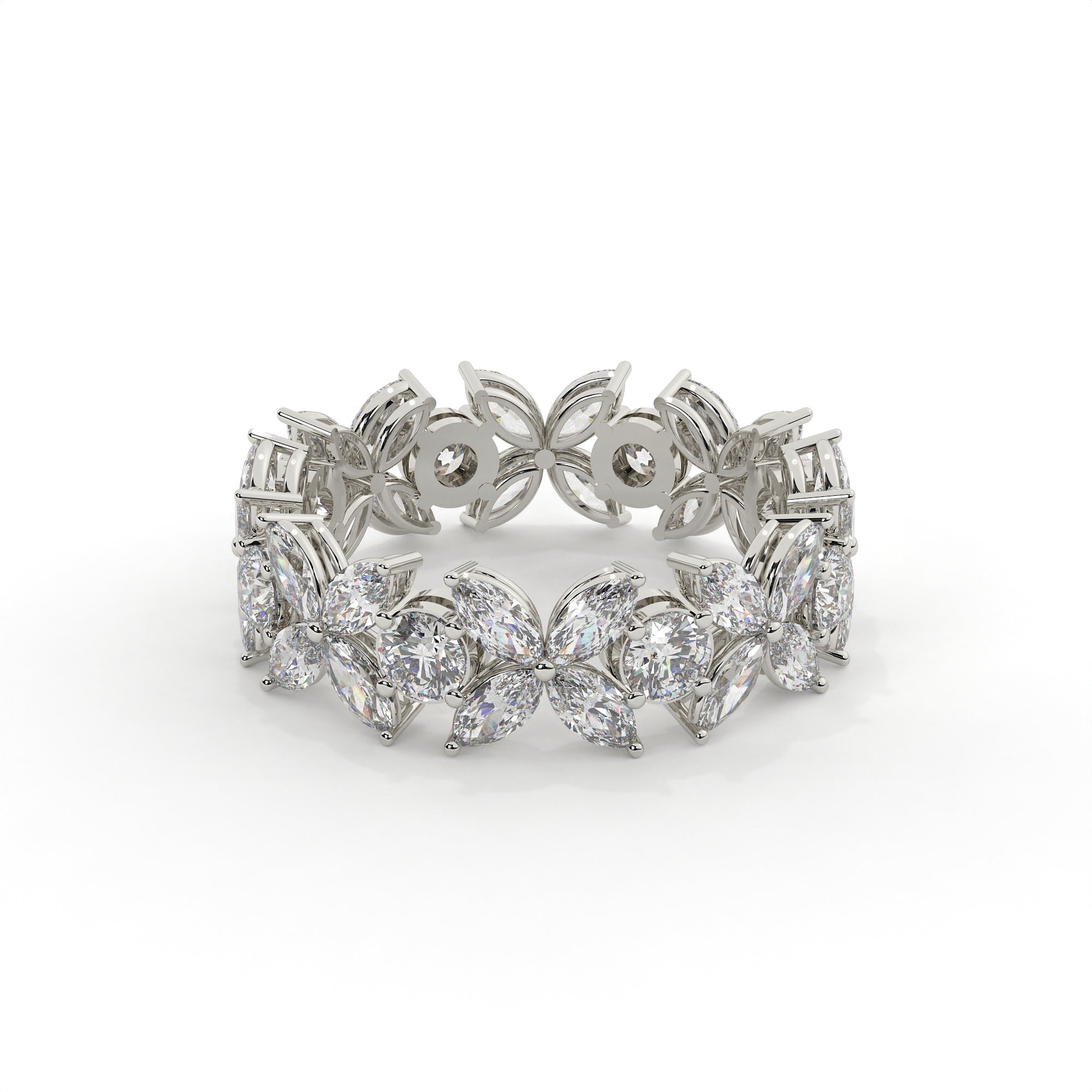 Marquise Cut Diamond Floral Eternity Band