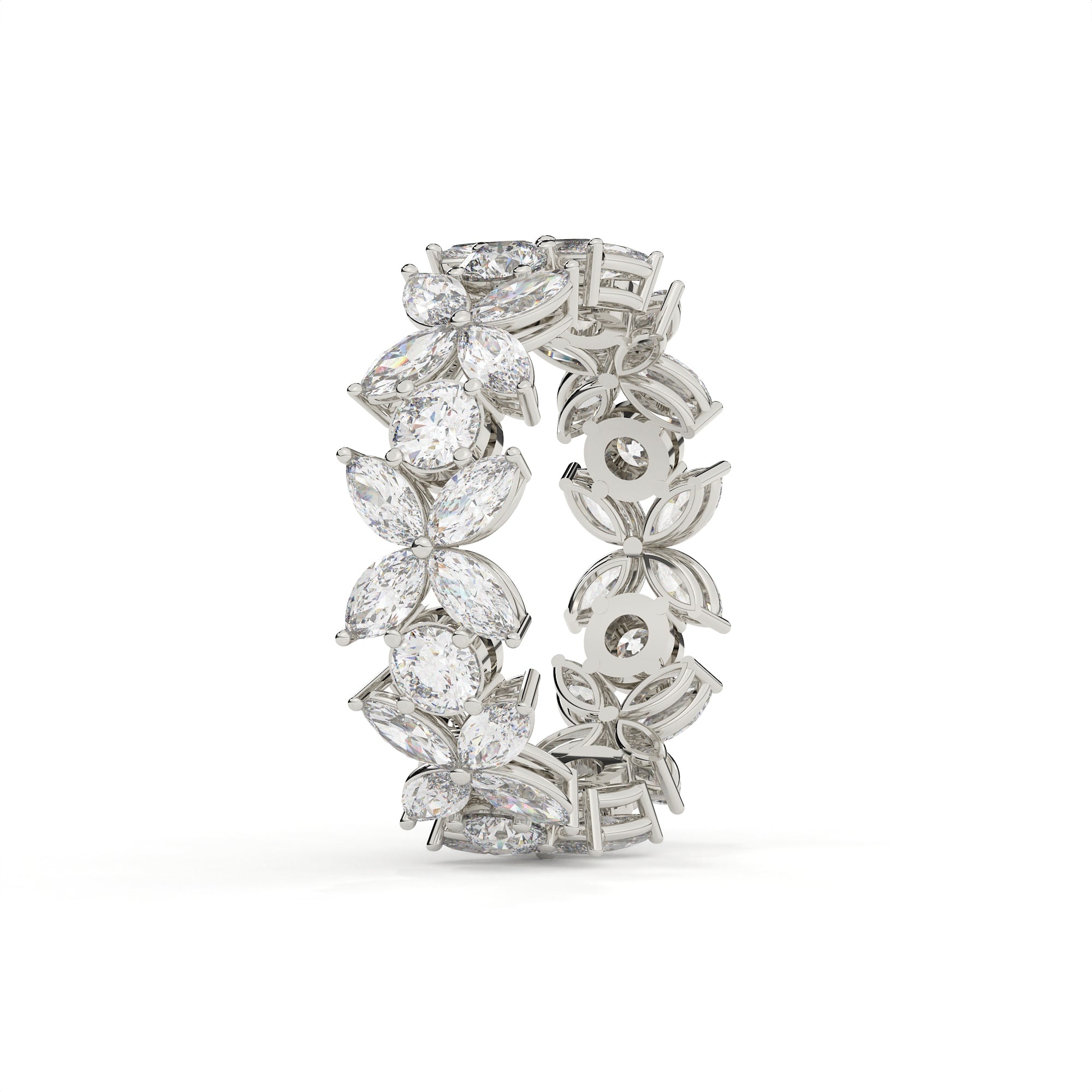 Marquise Cut Diamond Floral Eternity Band