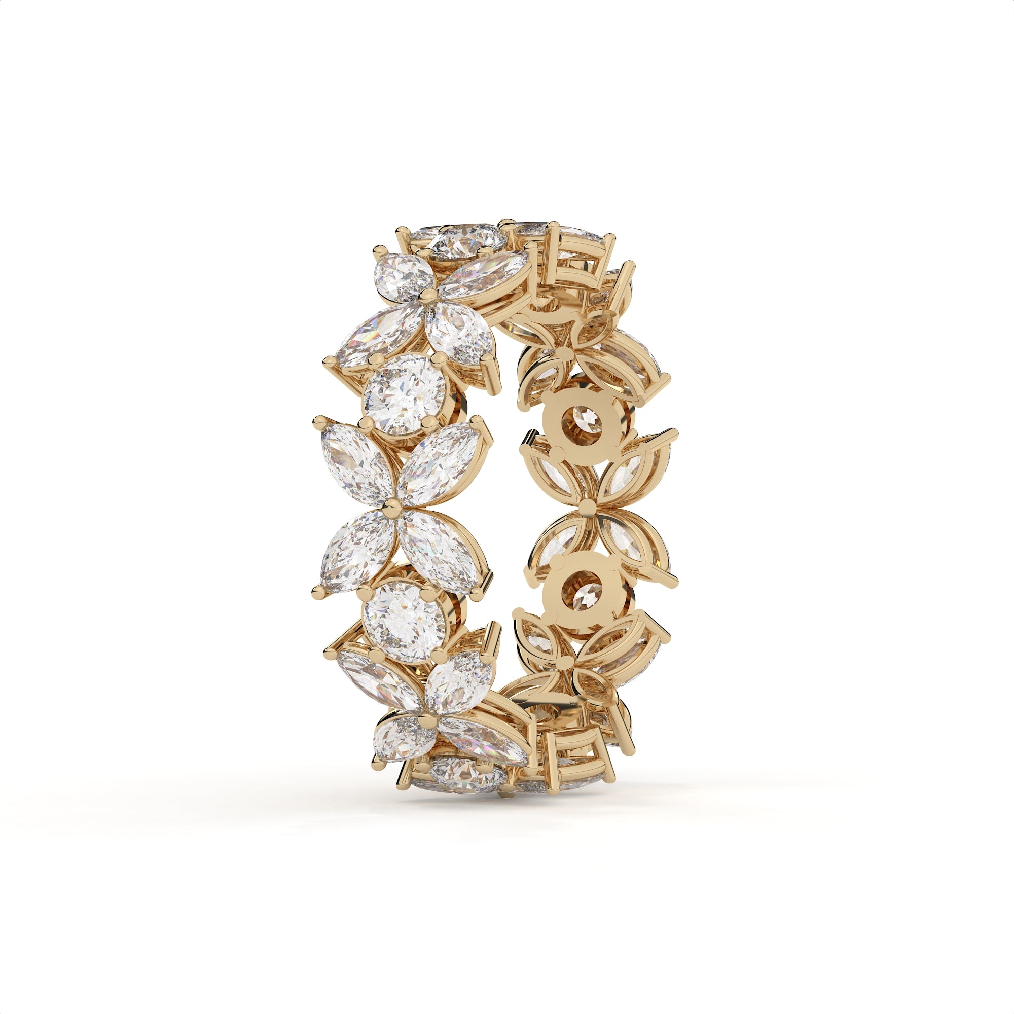 Marquise Cut Diamond Floral Eternity Band