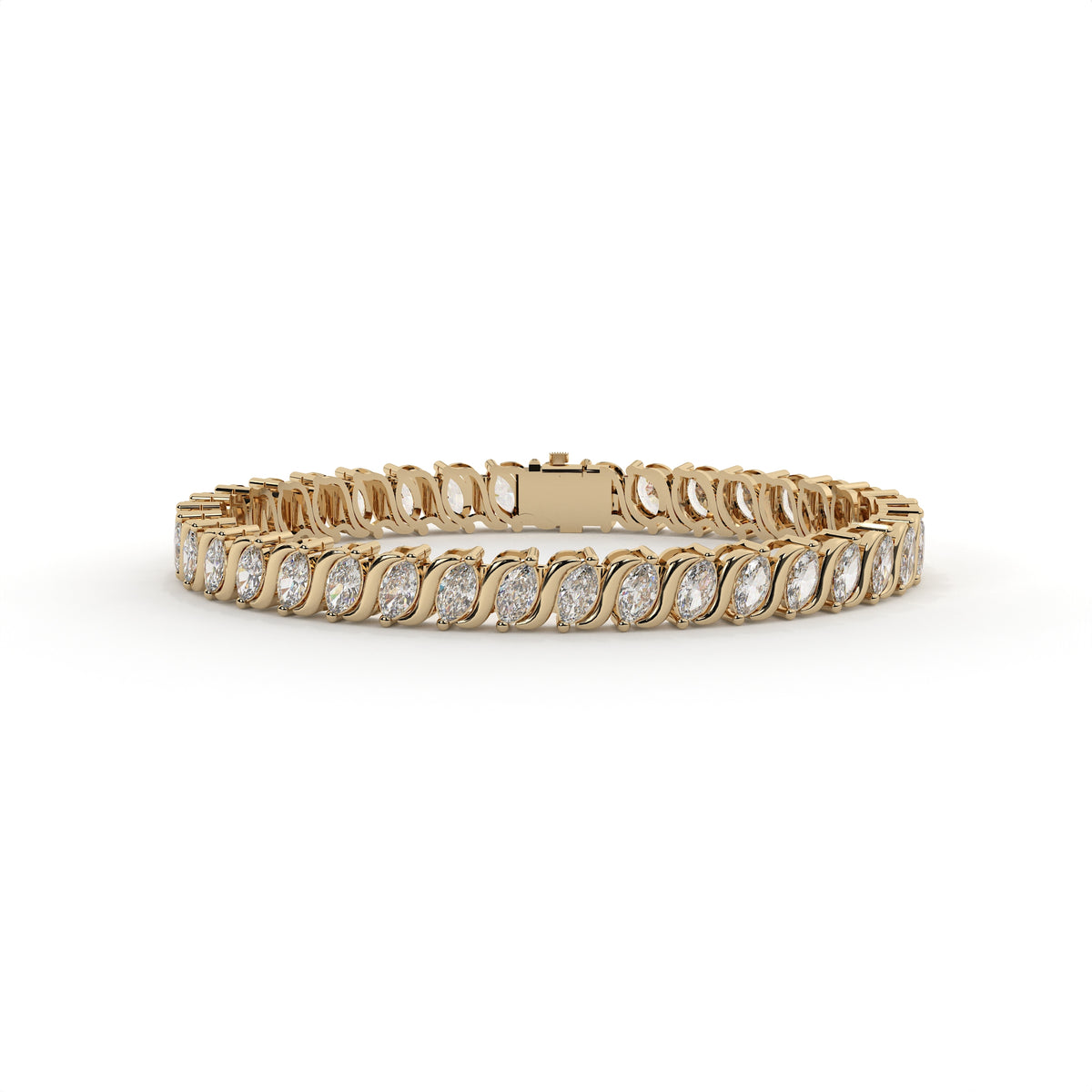 Marquise cut lab grown diamond twist tennis bracelet with linked settings