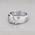1.25 Carat Round Cut Lab Grown Diamond Men Bar Set Solitaire Ring