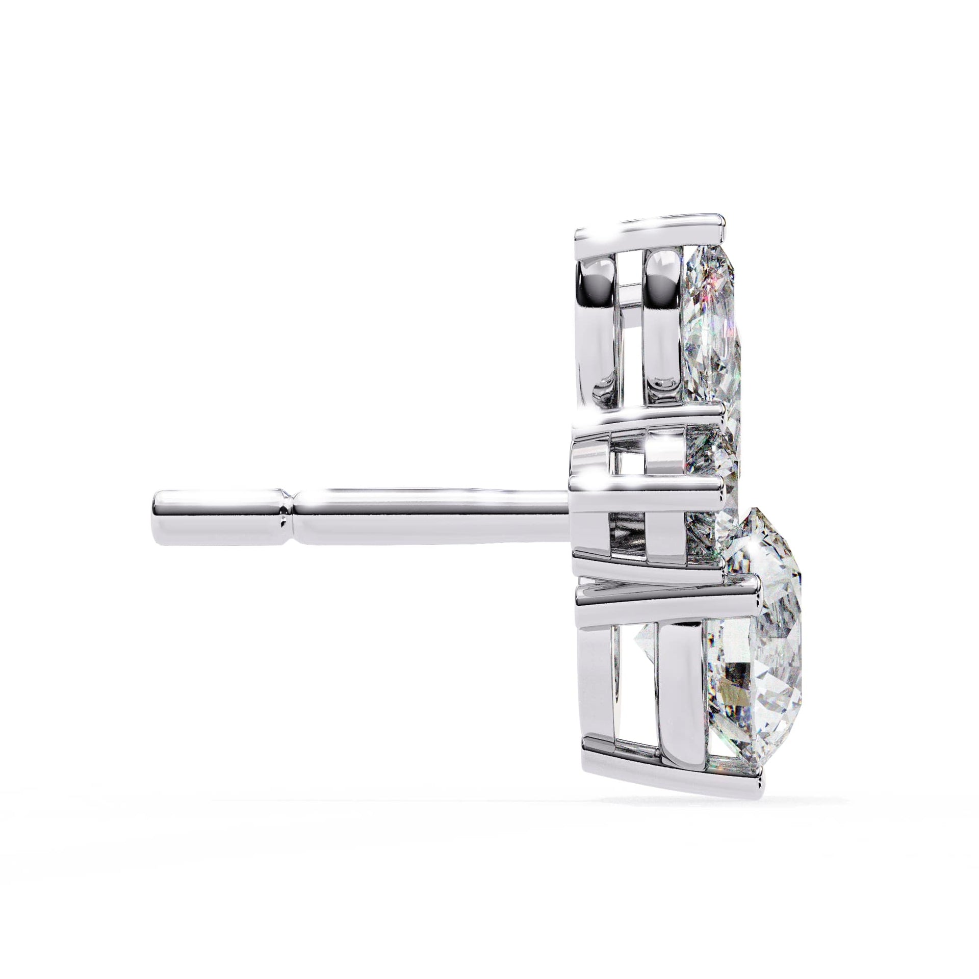 Lab Grown Round and marquise Diamond Stud Earrings