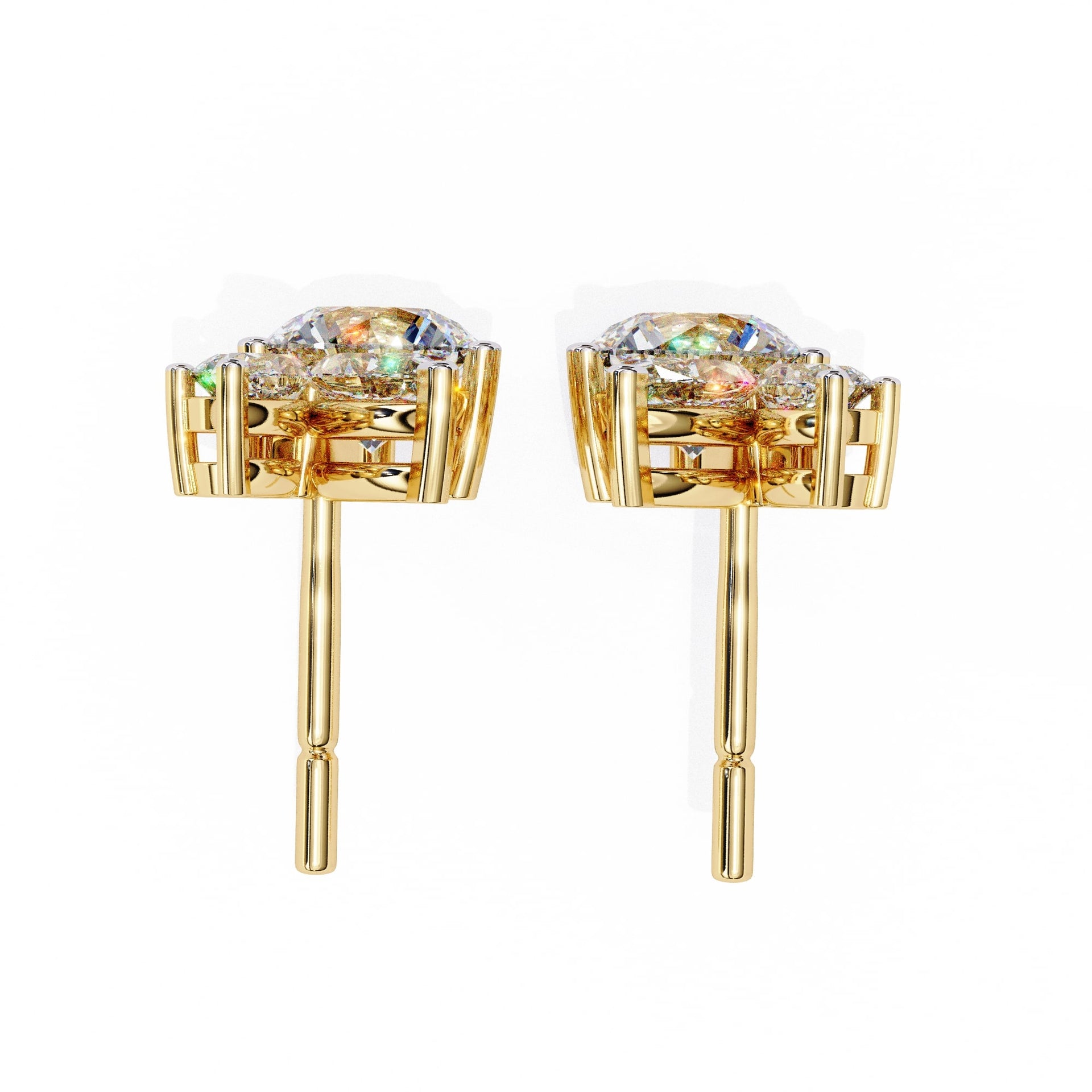 Lab Grown Round and marquise Diamond Stud Earrings