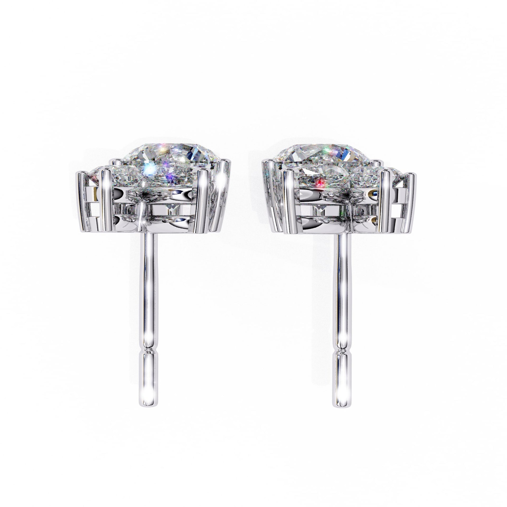Lab Grown Round and marquise Diamond Stud Earrings