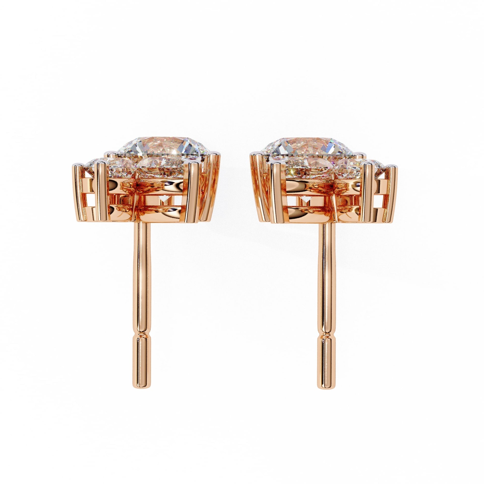 Lab Grown Round and marquise Diamond Stud Earrings