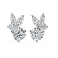 1.42 Carat Lab Grown Round and marquise Diamond Stud Earrings