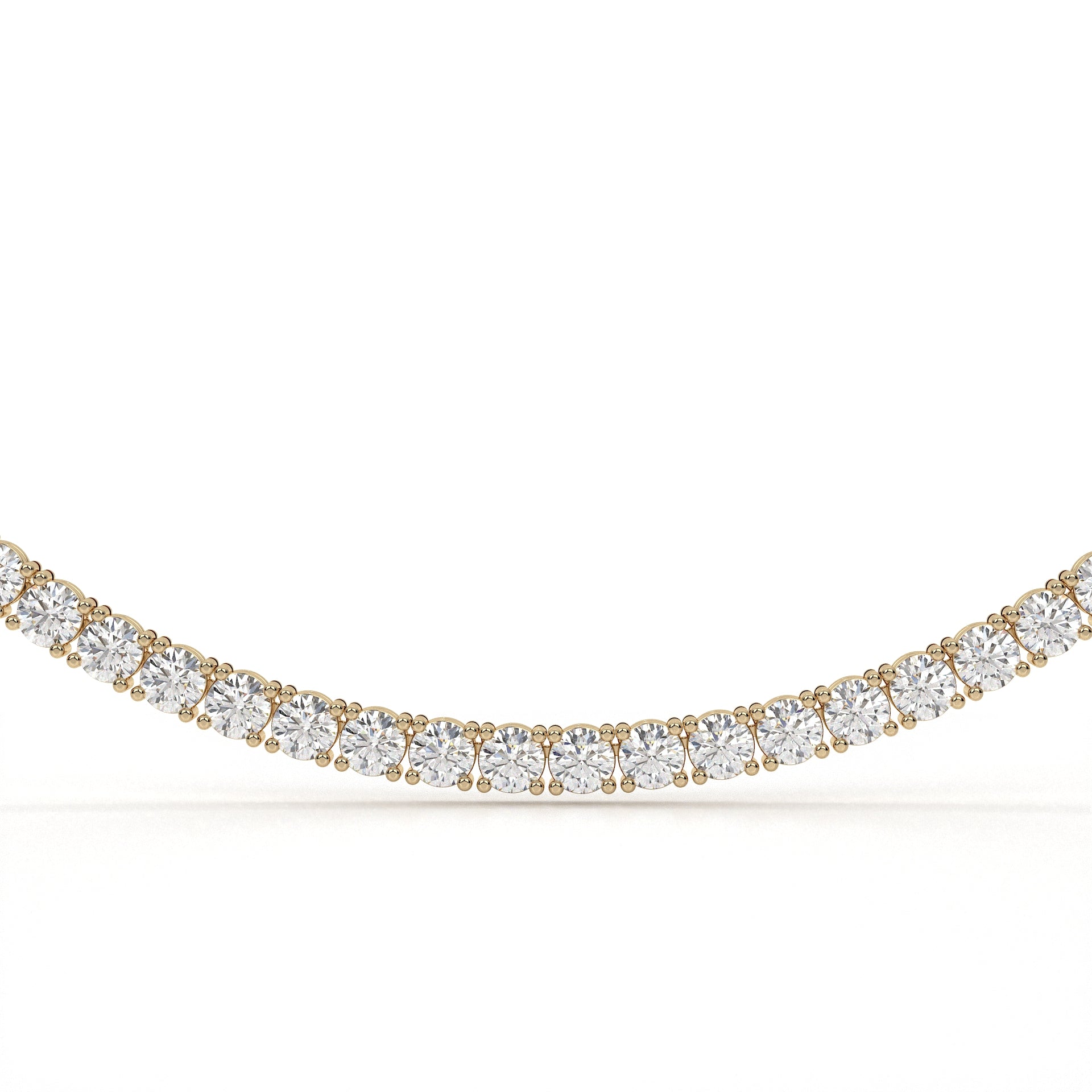 Gold and diamond necklace on a white background