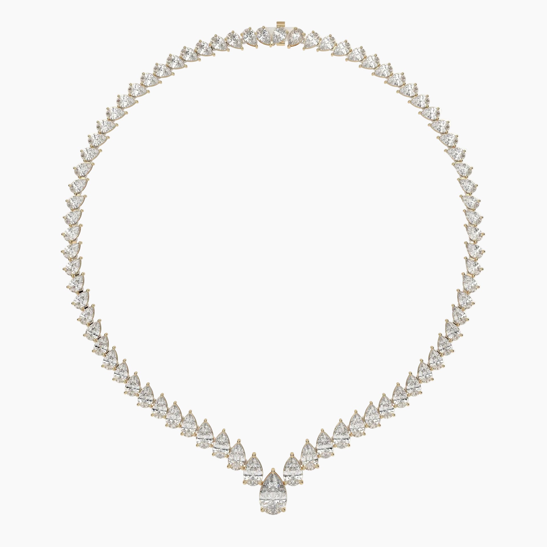Diamond necklace on a white background
