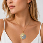 14K Yellow Gold Sun Moon Pendant