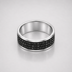 Multiple Round Cut Black Diamond Mens Eternity Pave Ring