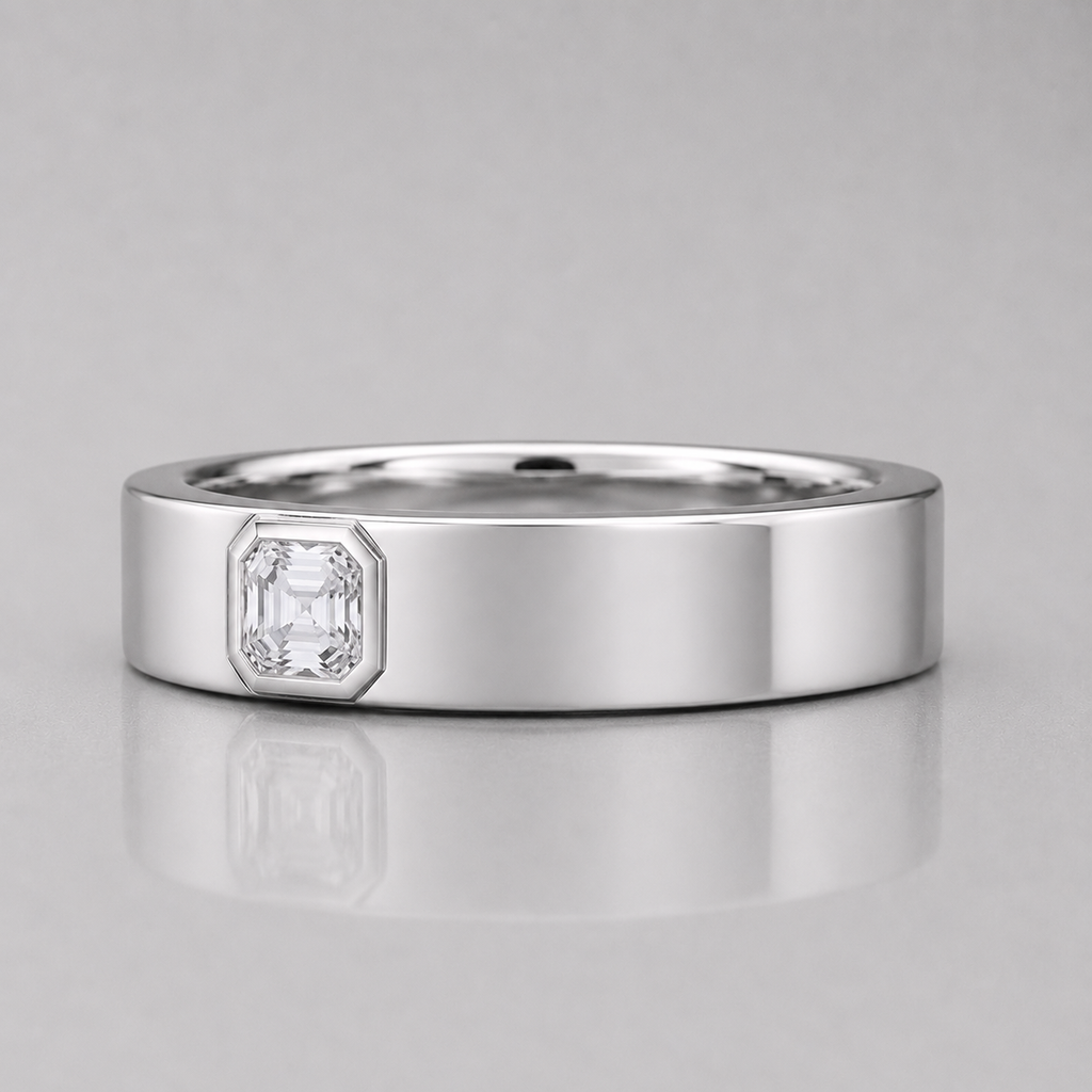 0.36 Ct Asscher Lab Grown Diamond Solitaire Engagement Ring For Men