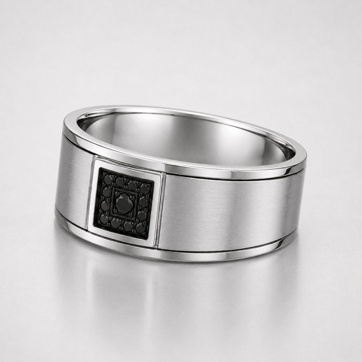 Round Cut Black Diamond Men's Wedding Band