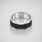 Multiple Round Cut Black Diamond Mens Eternity Pave Ring
