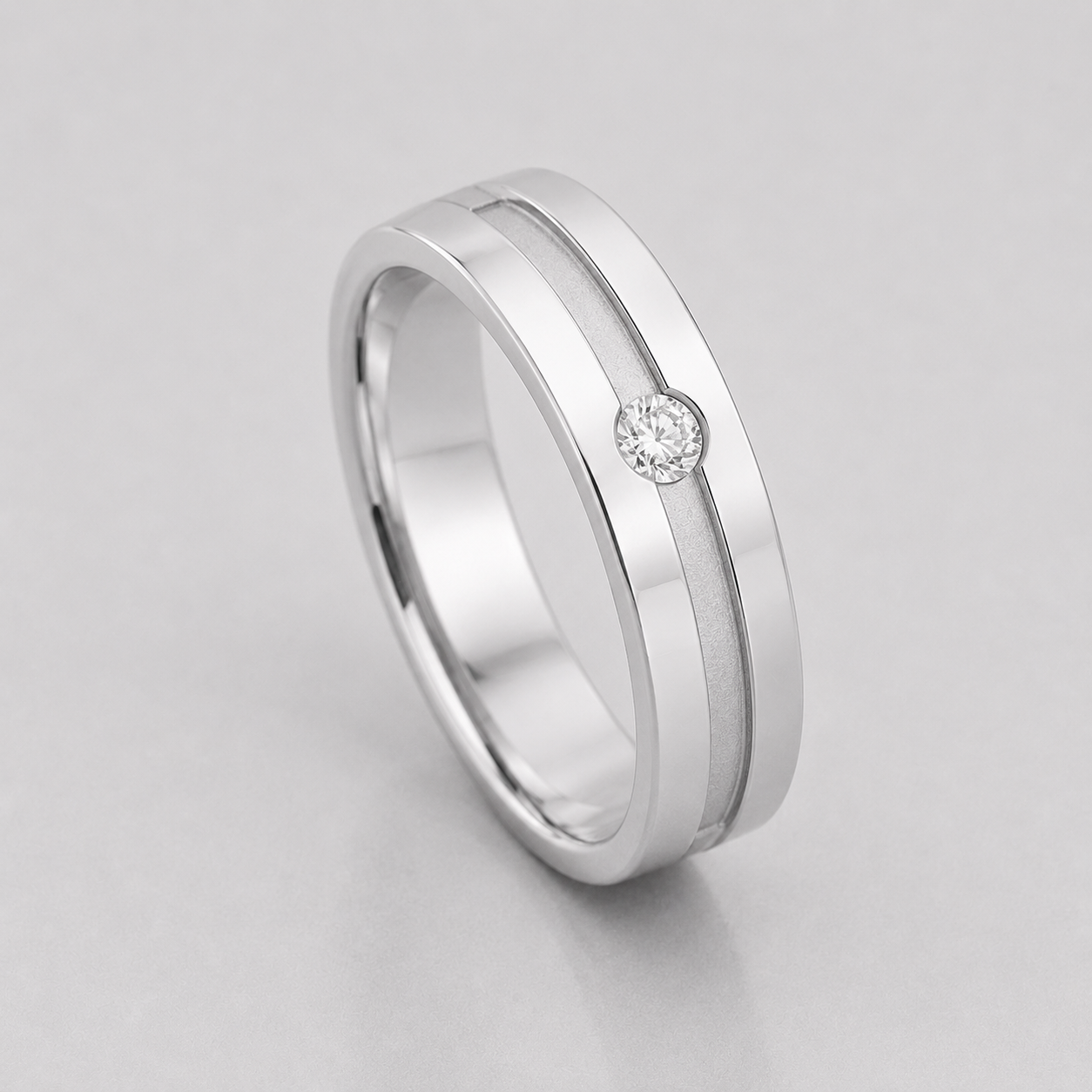 0.10 Ct Round Lab Grown Diamond Flush Set Engagement Ring For Men