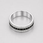 Channel Set Round Black and White Diamond Men's Wedding Band