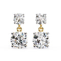 3.73 Carat Lab Grown Round Cut Diamond Drop Earrings
