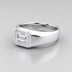 2.68 ct Emerald Cut Lab Diamond Engagement Ring with Bezel Setting