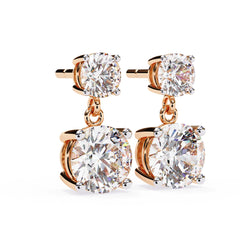 Cushion Diamond Stud Earrings 4-Prong Basket Setting