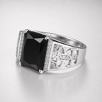4 Carat Radiant Cut Black Diamond Statement Ring For Men