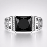 4 Carat Radiant Cut Black Diamond Statement Ring For Men