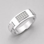 0.15 Carat Round Cut Lab Grown Cluster Diamond Classic Mens Signet Ring