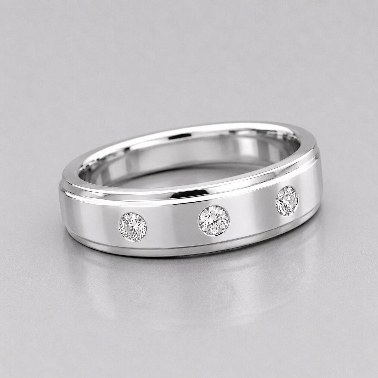0.27 Carat Round Lab Grown Diamond Flush Setting Engagement Ring For Men