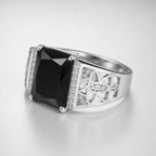 5.5 Carat Radiant Cut Black Diamond Statement Ring For Men