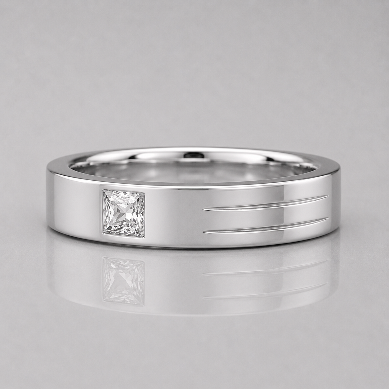 0.5 Carat Lab Grown Princess Cut Single Diamond Mens Ring