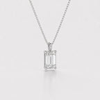 3 ct Emerald Cut Lab Grown Single Diamond Pendant Gifts For Him