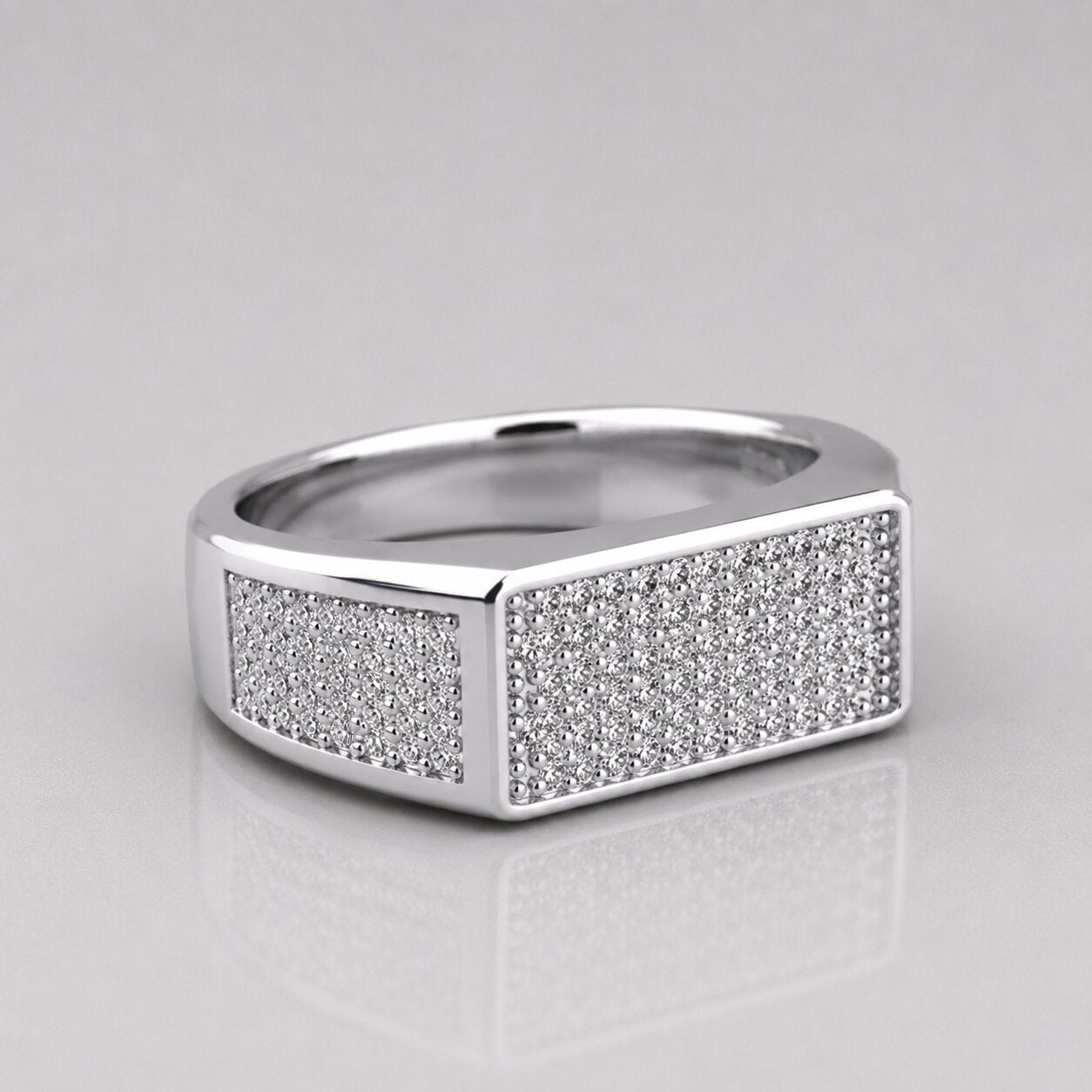 0.83 ct Classic Round Cut Lab Grown Diamond Mens Signet Ring