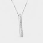 0.21 ct Round Cut Lab Grown Diamond White Gold Bar Pendant For Men