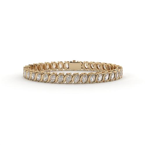 Gold bracelet with diamond accents on a white background