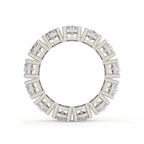 Diamond ring with a white gold band on a white background